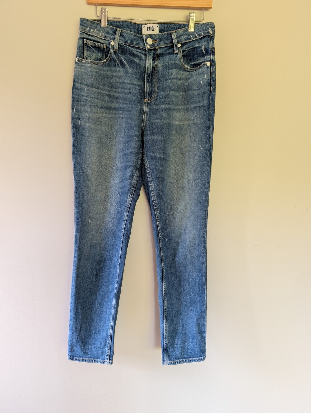 PAIGE Sarah Slim Jeans Women’s 29 Blue Mid Rise Distressed Slim Denim